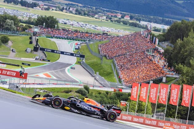 10 07 2022, Red Bull Ring, Spielberg, AUT, FIA, Formula One, Austrian Grand Prix, Race, in picture Max Verstappen NED, Red Bull Racing Max Verstappen of Netherlands during the race for the Austrian FIA Formula One Grand Prix at the Red Bull Ring in Spielberg, Austria on 2022 07 10 Expa Spielberg EP_ang