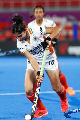 July 11, 2022, TERRASSA, BARCELONA, SPAIN: Udita of India in action during the FIH Hockey Women s World Cup 2022, 9th - 16th, hockey match played between Canada and India at Estadi Olimpic on July 11, 2022, in Terrassa, Barcelona, Spain. TERRASSA SPAIN - ZUMAa181 20220711_zaa_a181_076 Copyright: xIrinaxR.xHx
