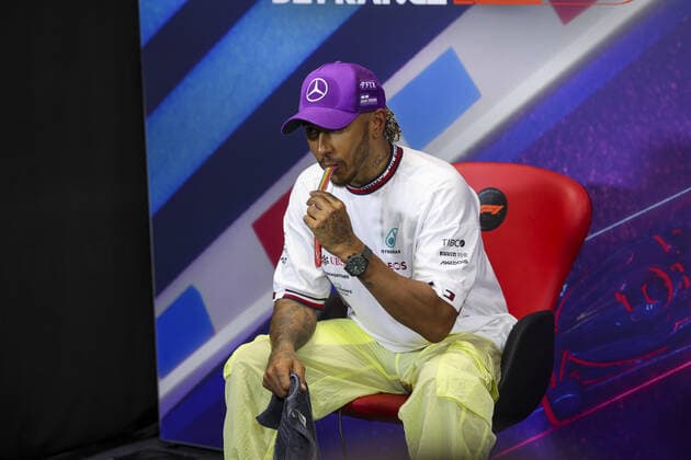 HAMILTON Lewis (gbr), Mercedes AMG F1 Team, portrait during the press conference, PK, Pressekonferenz post race of the Formula 1 Lenovo Grand Prix de France, French Grand Prix 2022, 12th round of the 2022 FIA Formula One World Championship, WM, Weltmeisterschaft from July 22 to 24, 2022 on the Circuit Paul Ricard, in Le Castellet, France - F1 - FRENCH GRAND PRIX 2022 - RACE DPPI Panoramic 00122029_AV6_4222