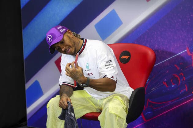 HAMILTON Lewis (gbr), Mercedes AMG F1 Team, portrait during the press conference, PK, Pressekonferenz post race of the Formula 1 Lenovo Grand Prix de France, French Grand Prix 2022, 12th round of the 2022 FIA Formula One World Championship, WM, Weltmeisterschaft from July 22 to 24, 2022 on the Circuit Paul Ricard, in Le Castellet, France - F1 - FRENCH GRAND PRIX 2022 - RACE DPPI Panoramic 00122029_AV6_4226
