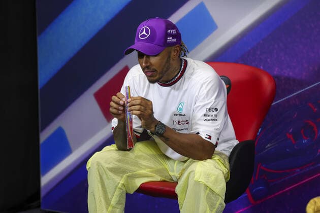 HAMILTON Lewis (gbr), Mercedes AMG F1 Team, portrait during the press conference, PK, Pressekonferenz post race of the Formula 1 Lenovo Grand Prix de France, French Grand Prix 2022, 12th round of the 2022 FIA Formula One World Championship, WM, Weltmeisterschaft from July 22 to 24, 2022 on the Circuit Paul Ricard, in Le Castellet, France - F1 - FRENCH GRAND PRIX 2022 - RACE DPPI Panoramic 00122029_AV6_4249