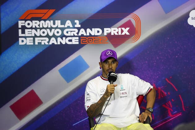 HAMILTON Lewis (gbr), Mercedes AMG F1 Team, portrait during the press conference, PK, Pressekonferenz post race of the Formula 1 Lenovo Grand Prix de France, French Grand Prix 2022, 12th round of the 2022 FIA Formula One World Championship, WM, Weltmeisterschaft from July 22 to 24, 2022 on the Circuit Paul Ricard, in Le Castellet, France - F1 - FRENCH GRAND PRIX 2022 - RACE DPPI Panoramic 00122029_AV6_4358