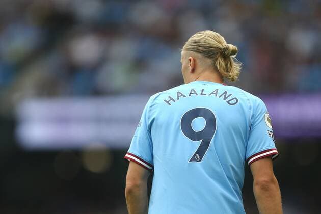 Mandatory Credit: Photo by Phil Oldham Shutterstock (13329485df) Erling Haaland of Manchester City Manchester City v Crystal Palace, Premier League, Football, Etihad Stadium, Manchester, UK - 27 Aug 2022 Manchester City v Crystal Palace, Premier League, Football, Etihad Stadium, Manchester, UK - 27 Aug 2022 Copyright: xPhilxOldham Shutterstockx 13329485df