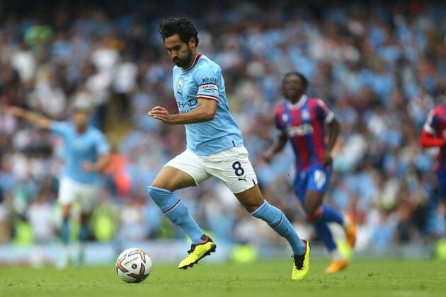 Mandatory Credit: Photo by Phil Oldham Shutterstock (13329485fa) Ilkay Gundogan of Manchester City Manchester City v Crystal Palace, Premier League, Football, Etihad Stadium, Manchester, UK - 27 Aug 2022 Manchester City v Crystal Palace, Premier League, Football, Etihad Stadium, Manchester, UK - 27 Aug 2022 Copyright: xPhilxOldham Shutterstockx 13329485fa