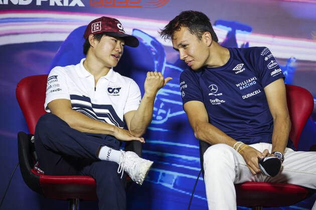 TSUNODA Yuki (jap), Scuderia AlphaTauri AT03, ALBON Alexander (tha), Williams Racing FW44, portrait, press conference, PK, Pressekonferenz during the Formula 1 Heineken Dutch Grand Prix 2022, 15th round of the 2022 FIA Formula One World Championship, WM, Weltmeisterschaft from September 2 to 4, 2022 on the Zandvoort Circuit, in Netherlands, Belgium - F1 - DUTCH GRAND PRIX 2022 DPPI Panoramic 00122035_AV6_4230.JPG_