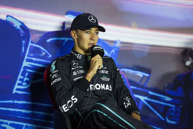 RUSSELL George (gbr), Mercedes AMG F1 Team W13, portrait, press conference, PK, Pressekonferenz during the Formula 1 Heineken Dutch Grand Prix 2022, 15th round of the 2022 FIA Formula One World Championship, WM, Weltmeisterschaft from September 2 to 4, 2022 on the Zandvoort Circuit, in Netherlands, Belgium - F1 - DUTCH GRAND PRIX 2022 - RACE DPPI Panoramic 00122036_G00D3964.JPG_