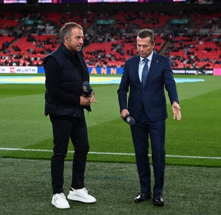 Football, men, season 2022 23, Nations League League A, Group 3, 6 matchday in London, England Germany, v l coach Hansi Flick Germany , TV expert Lothar Matthäus RTL before the match, 26 09 2022, Copyright: xMatthiasxKochx
