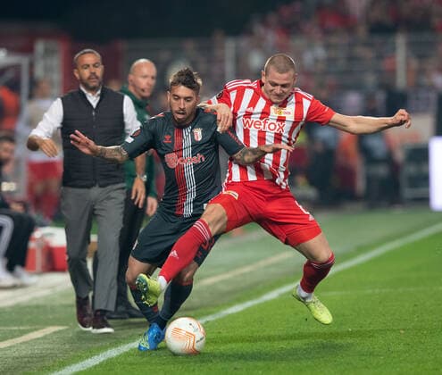Football, Men, Season 2022 2023, Europa League Group Stage, Group D, Matchday 5 , 1 FC Union Berlin SC Braga, v l coach Artur Jorge SC Braga , Iuri Medeiros SC Braga , Julian Ryerson 1 FC Union Berlin , 27 10 2022, Copyright: xSebastianxRäppold MatthiasxKochx