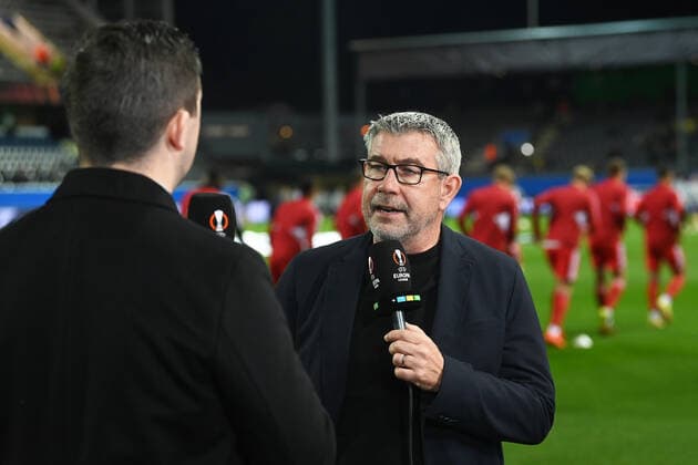 Football, men, season 2022 2023, Europa League group stage, group D, matchday 6 , Royale Union Saint Gilloise 1 FC Union Berlin, Urs Fischer 1 FC Union Berlin, coach head coach interviewed on RTL before the match , 03 11 2022, Copyright: xMatthiasxKochx