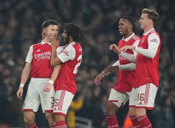 Mandatory Credit: Photo by Dave Shopland Shutterstock (13602543v) Kieran Tierney of Arsenal celebrates scoring opening goal 1-0 Arsenal v FC Zurich, UEFA Europa League, Group A, Football, Emirates Stadium, London, UK - 03 Nov 2022 EDITORIAL USE ONLY No use with unauthorised audio, video, data, fixture lists, club league logos or live services. Online in-match use limited to 120 images, no video emulation. No use in betting, games or single club league player publications. Arsenal v FC Zurich, UEFA Europa League, Group A, Football, Emirates Stadium, London, UK - 03 Nov 2022 EDITORIAL USE ONLY No use with unauthorised audio, video, data, fixture lists, club league logos or live services. Online in-match use limited to 120 images, no video emulation. No use in betting, games or single club league player publications. Copyright: xDavexShopland Shutterstockx 13602543v