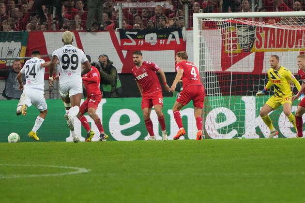 GER, Europa Conference League, Group Stage, Matchday 6, 1 FC Koeln GER vs OGC Nice FRA 03 11 2022, Rheinenergie Stadion, Koeln, GER, Europa Conference League, Group Stage, Matchday 6, 1 FC Koeln GER vs OGC Nice FRA , pictured 1 0 for Nice by Gaà tan Laborde Nice 24 , nordphotoxGmBHx xMeuter nph00351