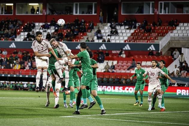 RECORD DATE NOT STATED Seleccion Mexicana 2022 Mexico vs Irak Nestor Araujo and Hector Herrera of Mexico during the game Mexico (Mexican national team, Nationalteam vs Iraq, friendly match of preparation prior to the start of the FIFA World Cup, WM, Weltmeisterschaft, Fussball Qatar 2022, at Montilivi Municipal Stadium, on November 9, 2022. <br><br> Nestor Araujo y Hector Herrera de Mexico durante el partido Mexico (Seleccion Nacional Mexicana) vs Irak,amistoso de preparacion previo al inicio de la Copa Mundial de la FIFA Qatar 2022, en el Estadio Municipal de Montilivi, el 9 de noviembre de 2022. GIRONA ESPANA ESPANA Copyright: xXavixBonillax 20221109142210_SM_MEX_IRA_HERRERA199
