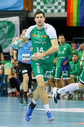 Leipzig, 13 11 2022, QUARTERBACK REAL ESTATE ARENA, handball, men, season 2022 2023, Bundesliga, 12 matchday , SC DHfK Leipzig ASV Hamm Westfalen 33 23 18 11 , In the picture Marko Mamic 14, Leipzig ,
