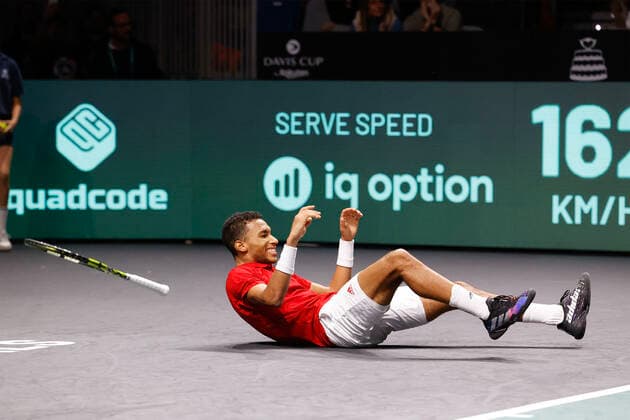 Felix Auger Aliassime CAN cheers after victory, jubilation, joy, emotion, Davis Cup Final 2022, Palacio de Deportes Josà Copyright: xJuergenxHasenkopfx