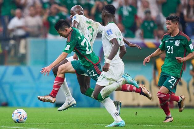 RECORD DATE NOT STATED FIFA World Cup, WM, Weltmeisterschaft, Fussball Qatar 2022 Saudi Arabia vs Mexico (L-R), Hirving Lozano of Mexico and Abdullah Madu of Arabia during the game Saudi Arabia vs Mexican national team, Nationalteam (Mexico), Corresponding to Group C of the FIFA World Cup Qatar 2022, at Lusail Stadium, Lusail, Doha, on November 30, 2022. <br><br> (I-D), Hirving Lozano de Mexico y Abdullah Madu de Arabia durante el partido Arabia Saudi vs Seleccion Nacional Mexicana (Mexico), correspondiente al Grupo C de la Copa Mundial de la FIFA Qatar 2022, en el Estadio Lusail, Lusail, Doha, el 30 de noviembre de 2022. LUSAIL DOHA QATAR Copyright: xCristianxdexMarchenax 20221130_17235