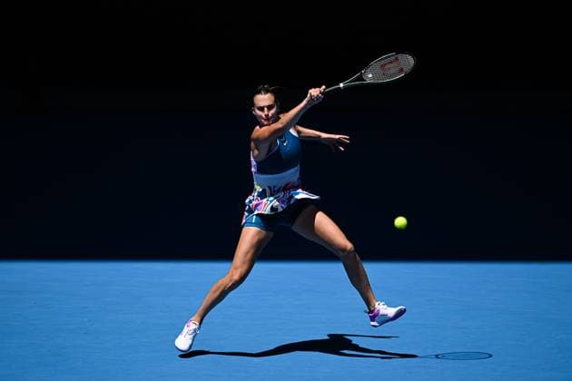 Mandatory Credit: Photo by James Gourley Shutterstock (13716760fu) Aryna Sabalenka in action during her first round match Australian Open, Day Two, Tennis, Melbourne Park, Melbourne, Australia - 17 Jan 2023 Australian Open, Day Two, Tennis, Melbourne Park, Melbourne, Australia - 17 Jan 2023 Copyright: xJamesxGourley Shutterstockx 13716760fu