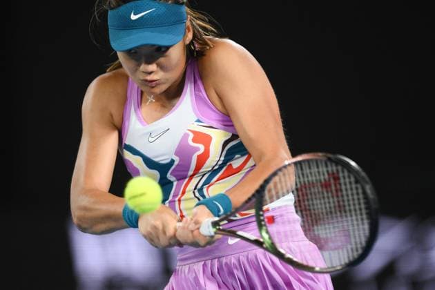 Mandatory Credit: Photo by James Gourley Shutterstock (13716764gf) Emma Raducanu in action during her second round match Australian Open, Day Three, Tennis, Melbourne Park, Melbourne, Australia - 18 Jan 2023 Australian Open, Day Three, Tennis, Melbourne Park, Melbourne, Australia - 18 Jan 2023 Copyright: xJamesxGourley Shutterstockx 13716764gf
