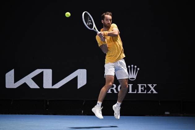 Mandatory Credit: Photo by James Gourley Shutterstock (13716764ii) Constant Lestienne in action during his second round match Australian Open, Day Three, Tennis, Melbourne Park, Melbourne, Australia - 18 Jan 2023 Australian Open, Day Three, Tennis, Melbourne Park, Melbourne, Australia - 18 Jan 2023 Copyright: xJamesxGourley Shutterstockx 13716764ii