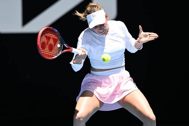 Mandatory Credit: Photo by James Gourley Shutterstock (13729780bs) Donna Vekic in action during her fourth round match Australian Open, Day Eight, Tennis, Melbourne Park, Melbourne, Australia - 23 Jan 2023 Australian Open, Day Eight, Tennis, Melbourne Park, Melbourne, Australia - 23 Jan 2023 Copyright: xJamesxGourley Shutterstockx 13729780bs