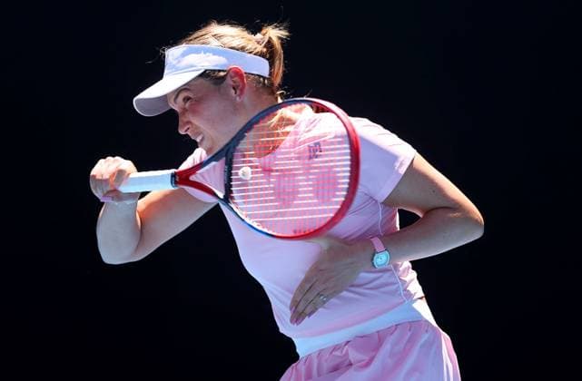 Mandatory Credit: Photo by Ella Ling Shutterstock (13729779ay) Donna Vekic of Croatia in action Australian Open, Day Eight, Tennis, Melbourne Park, Melbourne, Australia - 23 Jan 2023 Australian Open, Day Eight, Tennis, Melbourne Park, Melbourne, Australia - 23 Jan 2023 Copyright: xEllaxLing Shutterstockx 13729779ay