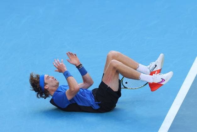 Mandatory Credit: Photo by Ella Ling Shutterstock (13729779ce) Andrey Rublev of Russia celebrates Australian Open, Day Eight, Tennis, Melbourne Park, Melbourne, Australia - 23 Jan 2023 Australian Open, Day Eight, Tennis, Melbourne Park, Melbourne, Australia - 23 Jan 2023 Copyright: xEllaxLing Shutterstockx 13729779ce