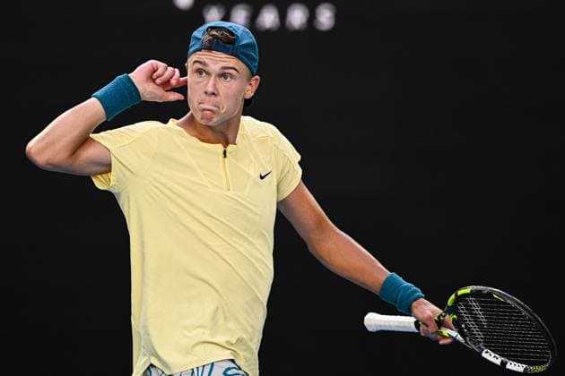 Mandatory Credit: Photo by James Gourley Shutterstock (13729780hj) Holger Rune celebrates during his fourth round match Australian Open, Day Eight, Tennis, Melbourne Park, Melbourne, Australia - 23 Jan 2023 Australian Open, Day Eight, Tennis, Melbourne Park, Melbourne, Australia - 23 Jan 2023 Copyright: xJamesxGourley Shutterstockx 13729780hj