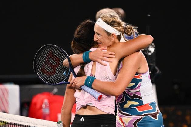 Mandatory Credit: Photo by James Gourley Shutterstock (13729783cp) Victoria Azarenka celebrates victory after winning her Quarter Final Match Australian Open, Day Nine, Tennis, Melbourne Park, Melbourne, Australia - 24 Jan 2023 Australian Open, Day Nine, Tennis, Melbourne Park, Melbourne, Australia - 24 Jan 2023 Copyright: xJamesxGourley Shutterstockx 13729783cp