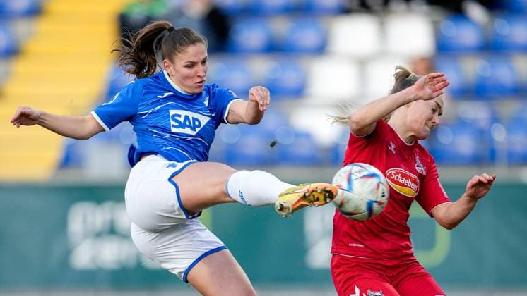 f li Goal scorer Melissa Kössler TSG, 25 in duel with Sarah Puntigam Cologne, 17 , scores the goal to 2 0, goal, goal success, highlight, action, game scene, 12 02 2023, Sinsheim Hoffenheim Germany , football, Flyeralarm Frauen Bundesliga, TSG 1899 Hoffenheim 1 FC Köln, 12 02 2023, Sinsheim Hoffenheim Germany , Football, Flyeralarm Frauen Bundesliga, TSG 1899 Hoffenheim 1 FC Köln, DFB DFL REGULATES PROHIBIT ANY USE OF PHOTOGRAPHS AS IMAGE SEQUENCES AND OR QUASI VIDEO xozx