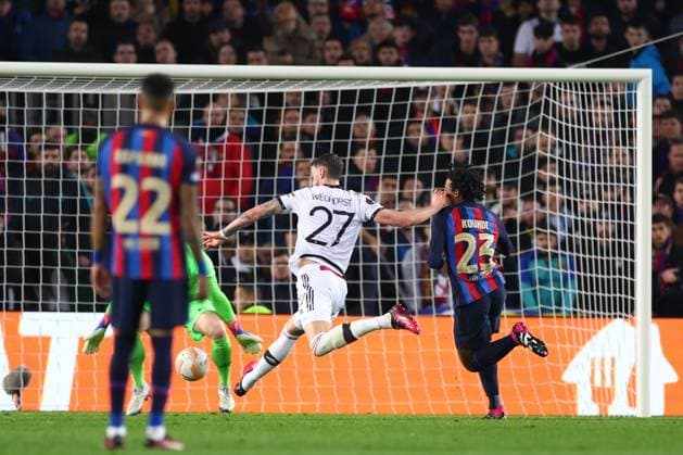 Mandatory Credit: Photo by Simon Dael Shutterstock (13765759w) Wout Weghorst of Manchester United, ManU goes close Barcelona v Manchester United, UEFA Europa League, Play-Off Round, First Leg, Football, Camp Nou, Barcelona, Spain - 16 Feb 2023 EDITORIAL USE ONLY No use with unauthorised audio, video, data, fixture lists, club league logos or live services. Online in-match use limited to 120 images, no video emulation. No use in betting, games or single club league player publications. Barcelona v Manchester United, UEFA Europa League, Play-Off Round, First Leg, Football, Camp Nou, Barcelona, Spain - 16 Feb 2023 EDITORIAL USE ONLY No use with unauthorised audio, video, data, fixture lists, club league logos or live services. Online in-match use limited to 120 images, no video emulation. No use in betting, games or single club league player publications. Copyright: xSimonxDael Shutterstockx 13765759w