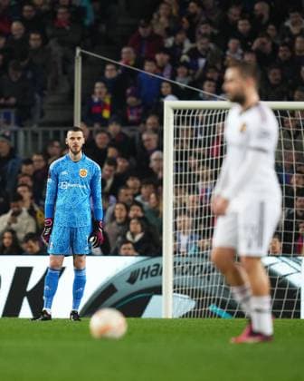 Mandatory Credit: Photo by Bagu Blanco Pressinphoto Shutterstock (13770557aa) David de Gea of Manchester United, ManU FC Barcelona, Barca v Manchester United, UEFA Europa League, Play-off, 1st leg. Football, Spotify Camp Nou Stadium, Barcelona, Spain - 16 Feb 2023 Editorial use only FC Barcelona v Manchester United, UEFA Europa League, Play-off, 1st leg. Football, Spotify Camp Nou Stadium, Barcelona, Spain - 16 Feb 2023 Editorial use only Copyright: xBaguxBlanco Pressinphoto Shutterstockx 13770557aa