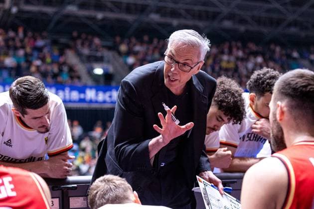Gordon Herbert Germany, coach , time out, team, team, Germany vs Sweden, basketball, world cup qualification 2023, group J, 24 02 2023 Germany vs Sweden, basketball, world cup qualification 2023, group J, 24 02 2023 Frankfurt Main Copyright: xEibner-Pressefoto G.xSantemizx EP_EER