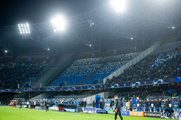 Empty Frankfurt guest block in the stadium without fans and supporters of the SGE, ITA, SSC Napoli vs Eintracht Frankfurt, football UEFA Champions League, round of 16 second leg, season 2022 2023, 15 03 2023 ITA, SSC Napoli vs Eintracht Frankfurt, football UEFA Champions League, round of 16 second leg, season 2022 2023, 15 03 2023 Napoli Copyright: xEibner-Pressefoto Memmlerx EP_MMR