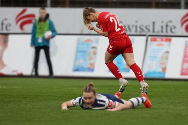Weronika Zawistowska Cologne goal cheer, jubilation, cheers, joy, joyful, elt after hergrem goal to 1 0, 1 FC Cologne MSV Duisburg, Flyeralarm Frauen Bundesliga, 17 Spieltag, Cologne, Germany, 18 03 2023