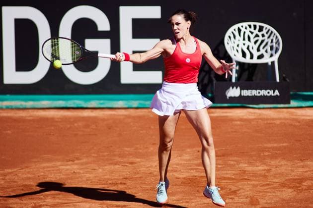 Tennis, Billie Jean King Cup, Spanien - Mexiko April 15, 2023, MALAGA, MALAGA, SPAIN: Nuria Parrizas of Spain in action during Billie Jean King Cup, tennis match played between Spain and Mexico at Puente Romano on April 15, 2023, in Malaga, Spain. MALAGA SPAIN - ZUMAa181 20230415_zaa_a181_009 Copyright: xJoaquinxCorcherox