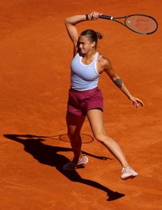 Mandatory Credit: Photo by Ella Ling Shutterstock (13895879an) Aryna Sabalenka of Belarus in action Mutua Madrid Open, Day 11, Tennis, La Caja Magica, Madrid, Spain - 04 May 2023 Mutua Madrid Open, Day 11, Tennis, La Caja Magica, Madrid, Spain - 04 May 2023 Copyright: xEllaxLing Shutterstockx 13895879an