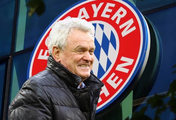 Munich, Germany 08 May 2023 football, men, season 2022 2023, FC Bayern Munich Here is a photo montage, symbol image with Sepp Maier, former goalkeeper FC Bayern Munich, who criticizes about some transfers of Hasan Salihamidzic, sports board FC Bayern Munich, question, Mia san mia