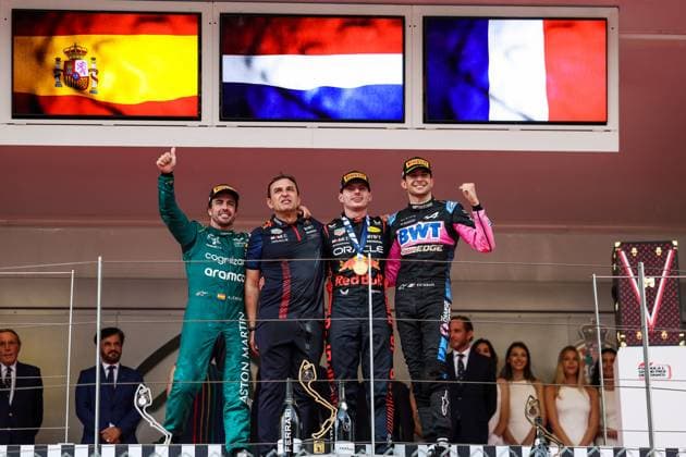 ALONSO Fernando (spa), Aston Martin F1 Team AMR23, WACHE Pierre, Technical Director of Red Bull Racing, VERSTAPPEN Max (ned), Red Bull Racing RB19, OCON Esteban (fra), Alpine F1 Team A523, portrait during the Formula 1 Grand Prix de Monaco 2023, 6th round of the 2023 Formula One World Championship, WM, Weltmeisterschaft from May 26 to 28, 2023 on the Circuit de Monaco, in Monaco - F1 - MONACO GRAND PRIX 2023 - RACE DPPI Panoramic 20230528_G0OD5287