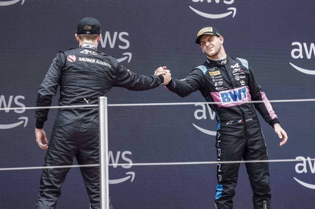 MARTINS Victor (fra), ART Grand Prix, Dallara F2, portrait POURCHAIRE Thà o (fra), ART Grand Prix, Dallara F2, portrait podium during the Formula 1 AWS Gran Premio de Espana 2023, 7th round of the 2023 Formula One World Championship, WM, Weltmeisterschaft from June 2 to 4, 2023 on the Circuit de Barcelona-Catalunya, in Montmelo, Spain - F1 - SPANISH GRAND PRIX 2023 DPPI Panoramic 00123014__R3_9992