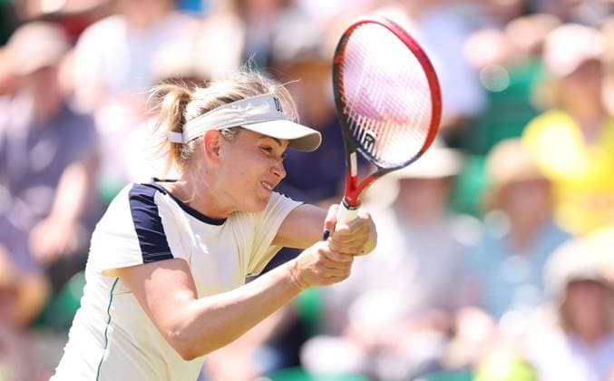 Mandatory Credit: Photo by Ryan Browne Shutterstock (13961285q) Donna Vekic of Croatia in her round of 16 match against Viktorija Golubic Switzerland. Rothesay Open, Day Three, Tennis, Nottingham Tennis Centre, Nottingham, UK - 14 Jun 2023 Rothesay Open, Day Three, Tennis, Nottingham Tennis Centre, Nottingham, UK - 14 Jun 2023 Copyright: xRyanxBrowne Shutterstockx 13961285q
