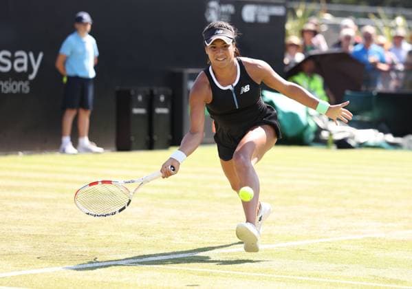 Mandatory Credit: Photo by Ryan Browne Shutterstock (13961285cs) Heather Watson of Great Britain during her round of 16 match against Tatjana Maria of Germany. Rothesay Open, Day Three, Tennis, Nottingham Tennis Centre, Nottingham, UK - 14 Jun 2023 Rothesay Open, Day Three, Tennis, Nottingham Tennis Centre, Nottingham, UK - 14 Jun 2023 Copyright: xRyanxBrowne Shutterstockx 13961285cs
