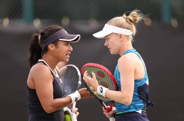 Mandatory Credit: Photo by Ryan Browne Shutterstock (13961299bw) Heather Watson and Harriet Dart during their doubles Semi-final against Alicia Barnett and Olivia Nicholls. Rothesay Open, Day Six, Tennis, Nottingham Tennis Centre, Nottingham, UK - 17 Jun 2023 Rothesay Open, Day Six, Tennis, Nottingham Tennis Centre, Nottingham, UK - 17 Jun 2023 Copyright: xRyanxBrowne Shutterstockx 13961299bw