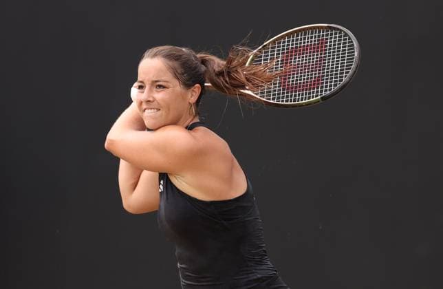 Mandatory Credit: Photo by Ryan Browne Shutterstock (13961302cb) Jodie Burrage of Great Britain during her final match against Katie Boulter of Great Britain. Rothesay Open, Day Seven, Tennis, Nottingham Tennis Centre, Nottingham, UK - 18 Jun 2023 Rothesay Open, Day Seven, Tennis, Nottingham Tennis Centre, Nottingham, UK - 18 Jun 2023 Copyright: xRyanxBrowne Shutterstockx 13961302cb
