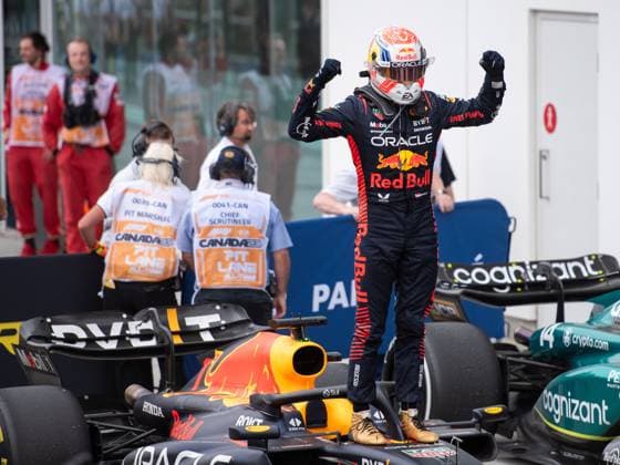 Max Verstappen NED, Oracle Red Bull Racing, 01 cheers victory at Parc Ferme, CAN, Formula 1 World Championship, Canadian Grand Prix, Circuit de Gilles Villeneuve Montreal, race, 18 06 2023 CAN, Formula 1 World Championship, Canadian Grand Prix, Circuit de Gilles Villeneuve Montreal, race, 18 06 2023 Montreal Copyright: xEibner Memmlerx EP_MMR