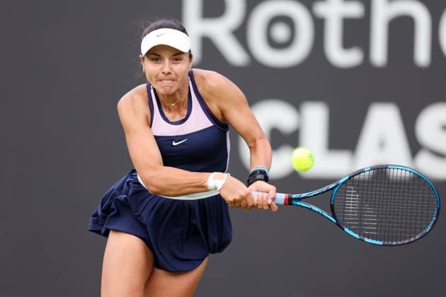 Mandatory Credit: Photo by Ryan Browne Shutterstock (13975088g) Viktoriya Tomova of Bulgaria during her Qualifying round against Xiyu Wang of China. Rothesay Classic, Day One, Tennis, Edgbaston Priory Club, Birmingham, UK - 19 Jun 2023 Rothesay Classic, Day One, Tennis, Edgbaston Priory Club, Birmingham, UK - 19 Jun 2023 Copyright: xRyanxBrowne Shutterstockx 13975088g