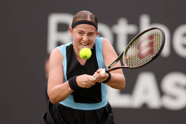Mandatory Credit: Photo by Ryan Browne Shutterstock (13975264q) Jelena Ostapenko of Latvia during her round of 32 game against Linda Noskova of the Czech Republic. Rothesay Classic, Day Two, Tennis, Edgbaston Priory Club, Birmingham, UK - 20 Jun 2023 Rothesay Classic, Day Two, Tennis, Edgbaston Priory Club, Birmingham, UK - 20 Jun 2023 Copyright: xRyanxBrowne Shutterstockx 13975264q