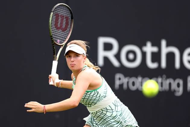 Mandatory Credit: Photo by Ryan Browne Shutterstock (13977103aj) Linda Fruhvirtova of of the Czech Republic. Rothesay Classic, Day Three, Tennis, Edgbaston Priory Club, Birmingham, UK - 21 Jun 2023 Rothesay Classic, Day Three, Tennis, Edgbaston Priory Club, Birmingham, UK - 21 Jun 2023 Copyright: xRyanxBrowne Shutterstockx 13977103aj