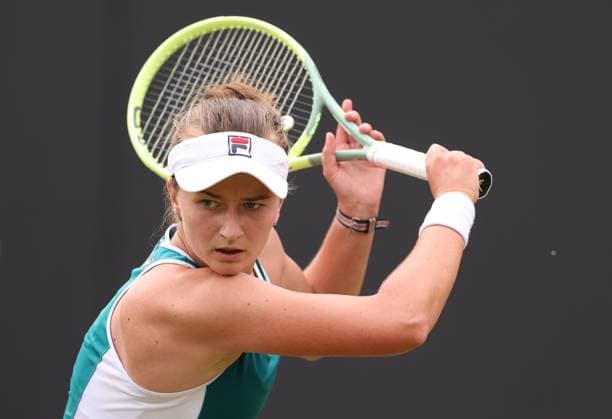 Mandatory Credit: Photo by Ryan Browne Shutterstock (13977104ay) Barbora Krejcikova of the Czech Republic during her round of 16 match. Rothesay Classic, Day Four, Tennis, Edgbaston Priory Club, Birmingham, UK - 22 Jun 2023 Rothesay Classic, Day Four, Tennis, Edgbaston Priory Club, Birmingham, UK - 22 Jun 2023 Copyright: xRyanxBrowne Shutterstockx 13977104ay