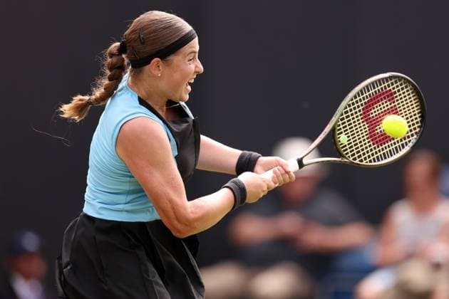 Mandatory Credit: Photo by Ryan Browne Shutterstock (13977105ay) Barbora Krejcikova of the Czech Republic during her quarter-final match. Rothesay Classic, Day Five, Tennis, Edgbaston Priory Club, Birmingham, UK - 23 Jun 2023 Rothesay Classic, Day Five, Tennis, Edgbaston Priory Club, Birmingham, UK - 23 Jun 2023 Copyright: xRyanxBrowne Shutterstockx 13977105ay