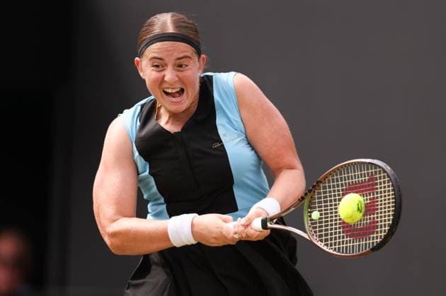 Mandatory Credit: Photo by Ryan Browne Shutterstock (13977107cg) Jelena Ostapenko of Latvia during her Semi-Final match. Rothesay Classic, Day Six, Tennis, Edgbaston Priory Club, Birmingham, UK - 24 Jun 2023 Rothesay Classic, Day Six, Tennis, Edgbaston Priory Club, Birmingham, UK - 24 Jun 2023 Copyright: xRyanxBrowne Shutterstockx 13977107cg