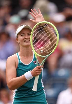 Mandatory Credit: Photo by Ryan Browne Shutterstock (13977107cl) Barbora Krejcikova of the Czech Republic celebrates winning her Semi-Final match. Rothesay Classic, Day Six, Tennis, Edgbaston Priory Club, Birmingham, UK - 24 Jun 2023 Rothesay Classic, Day Six, Tennis, Edgbaston Priory Club, Birmingham, UK - 24 Jun 2023 Copyright: xRyanxBrowne Shutterstockx 13977107cl